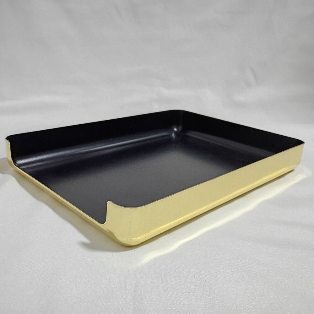 Vintage 1984 Eldon Emphasis 6000 MCM Gold Paper Tray Desk Organizer
